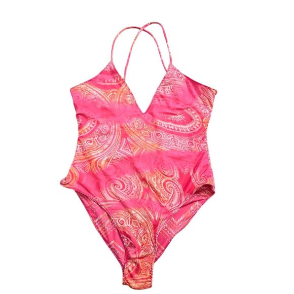 Ramy Brook Reversible Zuma One Piece Swimsuit Size Medium Plunge Pink Multi NEW - Picture 2 of 6